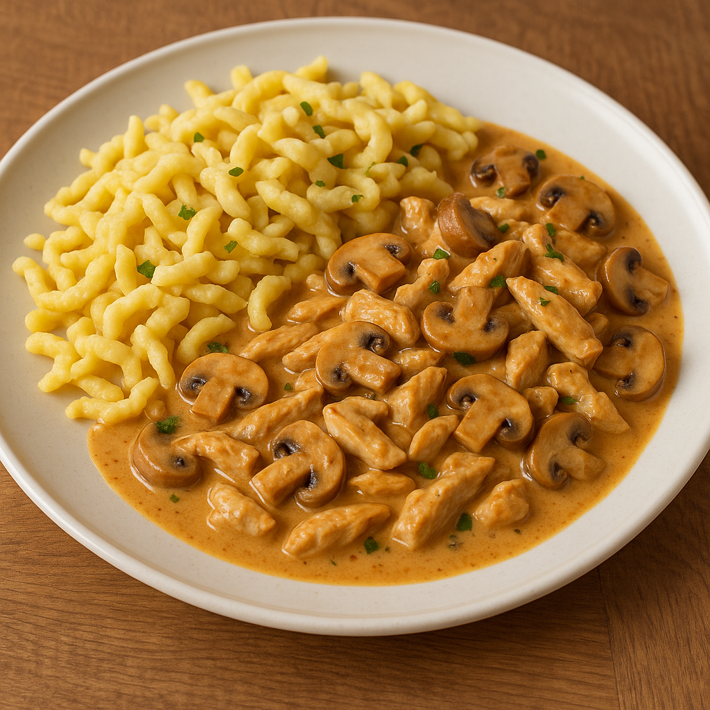 Putengeschnetzeltes mit Champignons aus unserer Hofküche – Bild 2